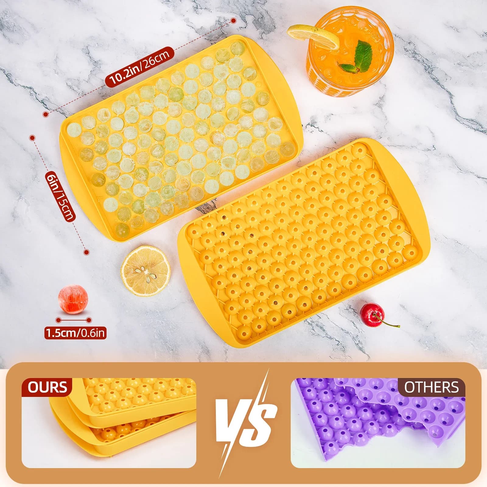 Mini Ice Cube Tray 104 Holes Round Ice Ball Mold Tiny Crushed for Chilling Bar Cocktail Whiskey Drink Coffee Juice Kitchen Tool