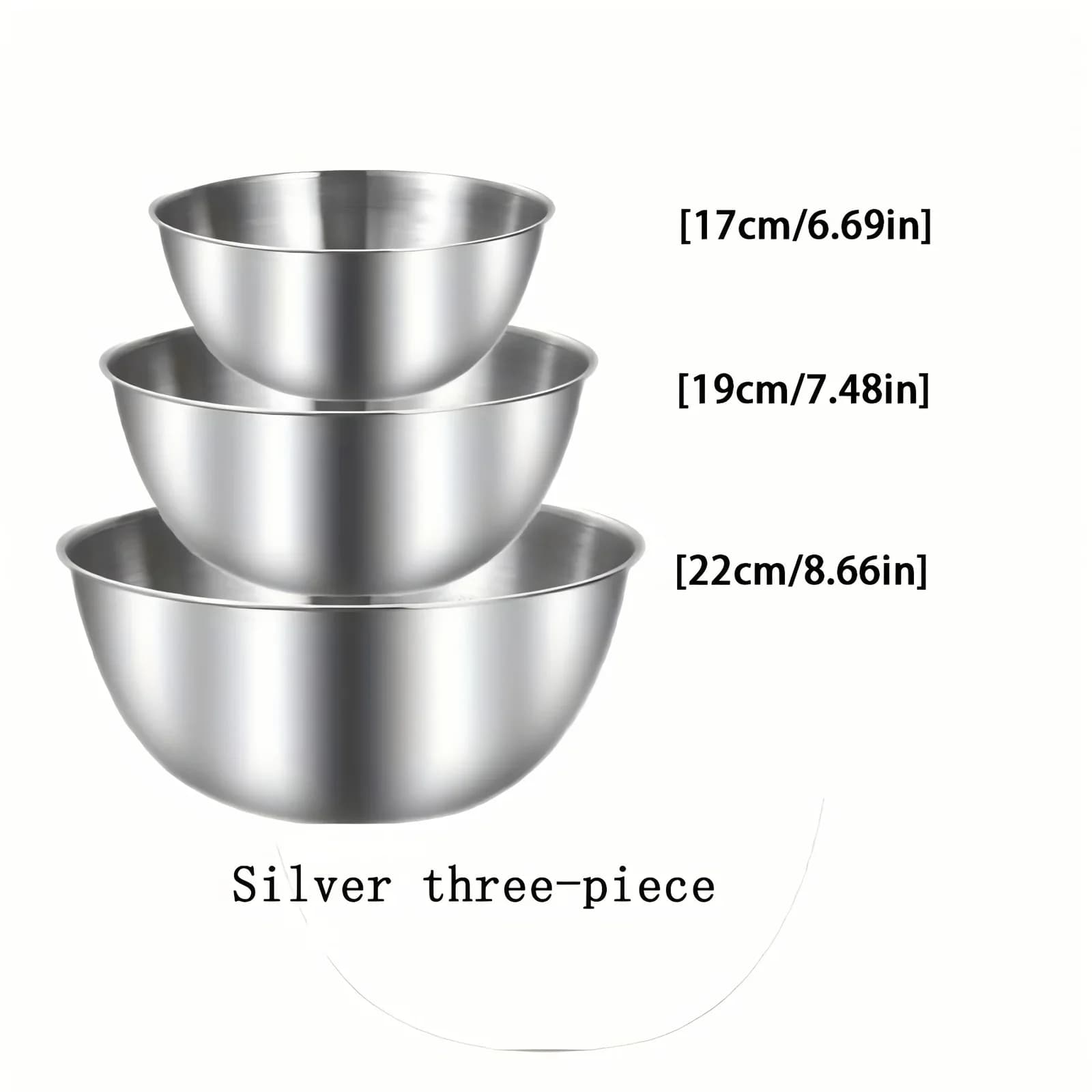 3Pcs Stainless Steel Mixing Bowls Set Large Salad Bowl Dough Kneading Kitchen Accessories Cocina Accesorios Home Items