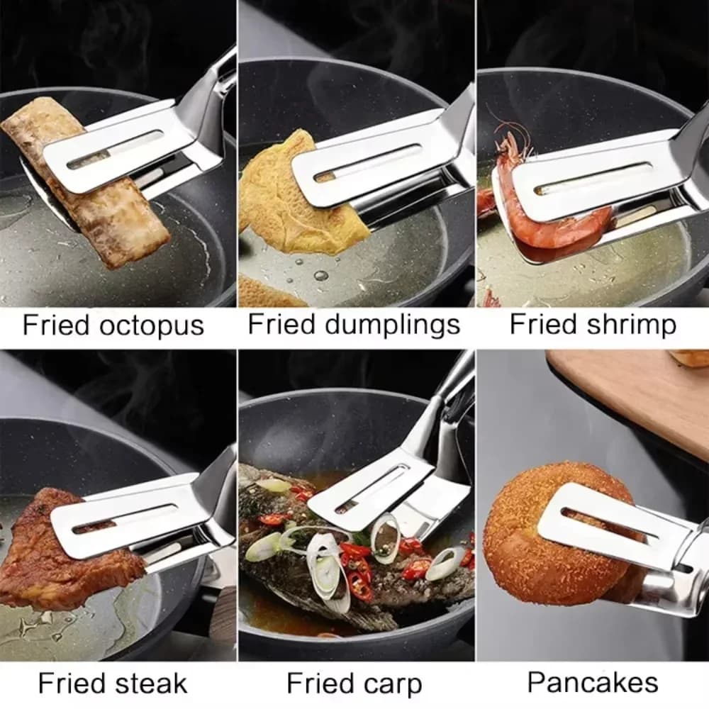 1/2/4Pcs Stainless Steel Steak Clips Multifunctional Spatula Double-Sided Cooking Tongs For Fish Meat Pizza Kitchen Baking Tools