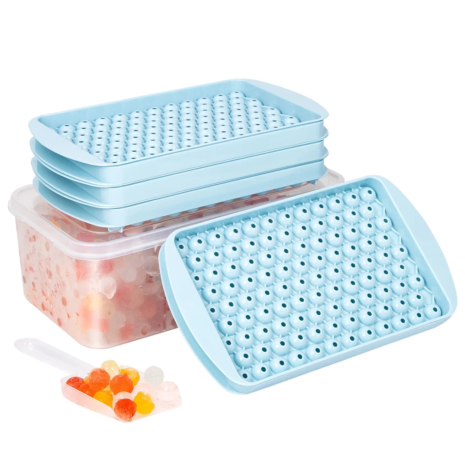 Mini Ice Cube Tray 104 Holes Round Ice Ball Mold Tiny Crushed for Chilling Bar Cocktail Whiskey Drink Coffee Juice Kitchen Tool