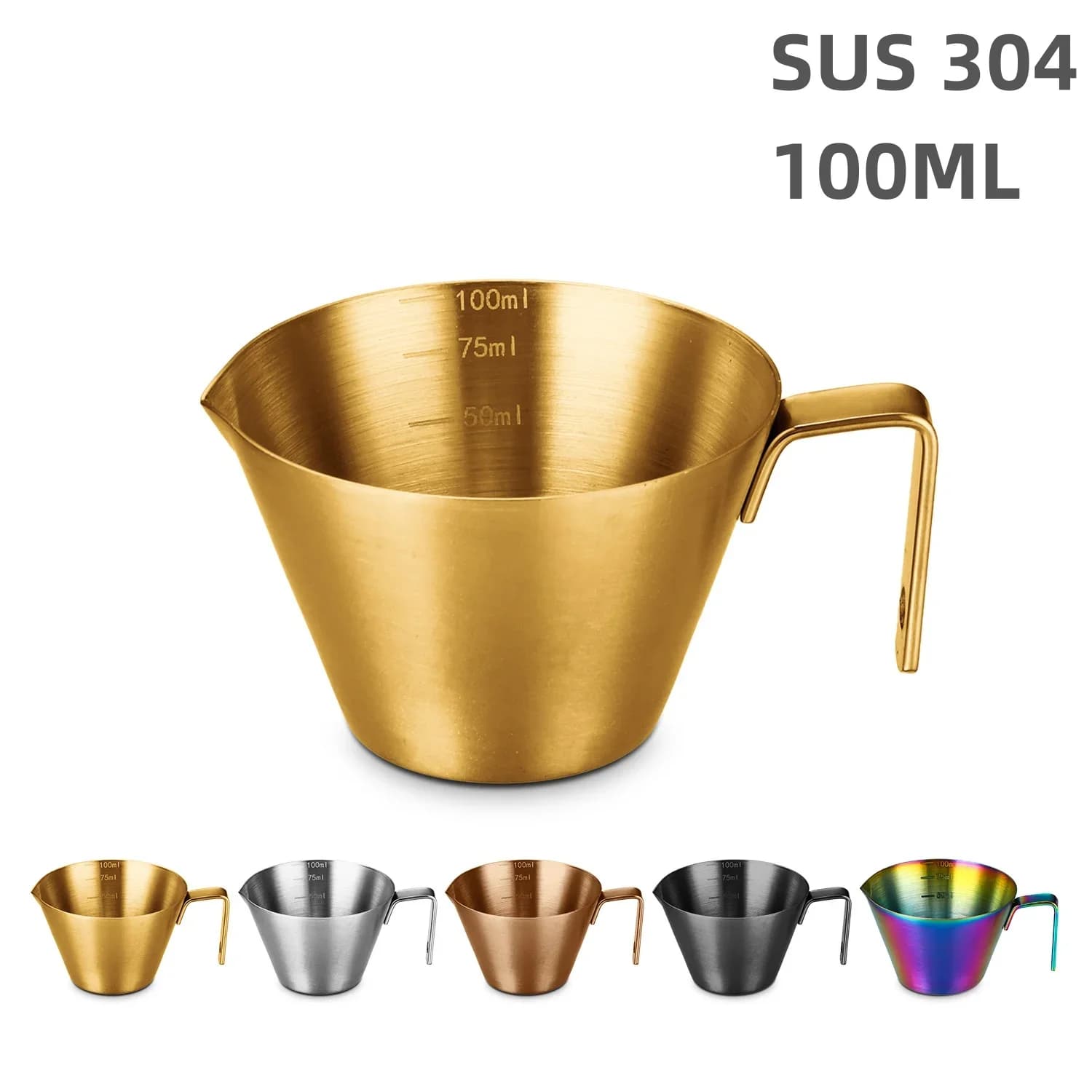 304 Stainless Steel Coffee Extraction Cup with Scale Small Milk Spoon Making Cup Espresso Measuring Cup Kitchen Tools Cup