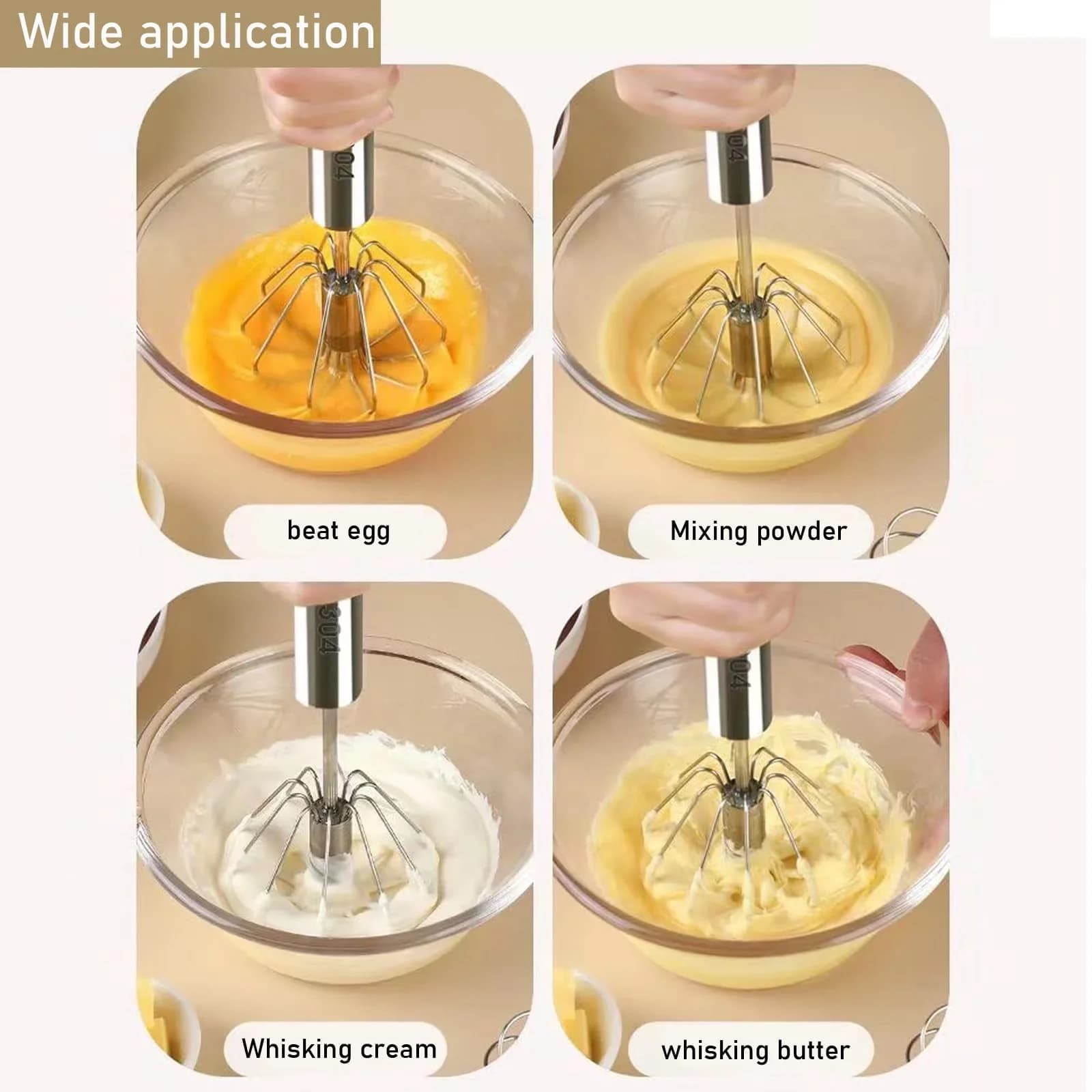 Stainless Steel Egg Beater Durable Semi-Automatic Mixer for Effortless Egg Cream Mixing Stirring and Beating for Kitchen Baking