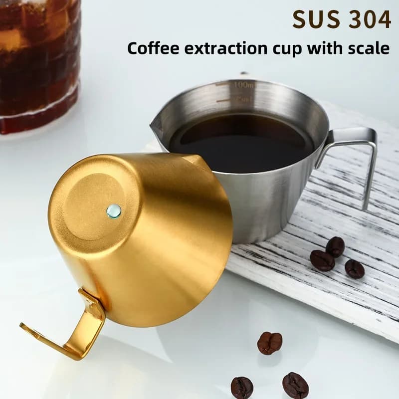 304 Stainless Steel Coffee Extraction Cup with Scale Small Milk Spoon Making Cup Espresso Measuring Cup Kitchen Tools Cup