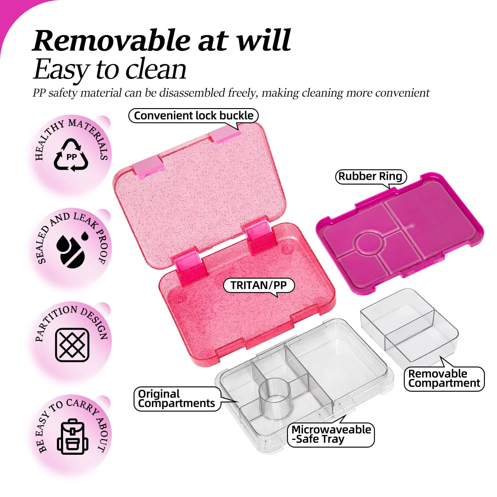 Portable Sealed Lunch Box Student Bento Box Microwave Available Heating School Office Staff Fruit Food Containers Forks Spoons
