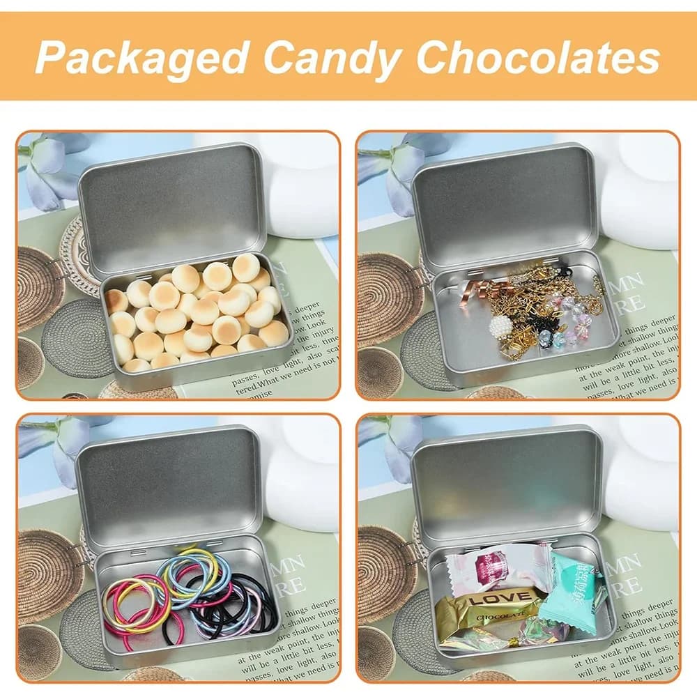 6Pcs Metal Hinged Tin Box Container Mini Portable Small Storage Container Kit with Lid for Home Storage Candy Craft Organizer