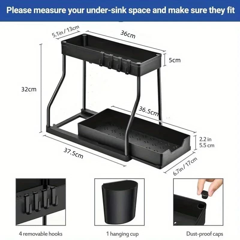 Multilayer Pull-out Storage Organizer Rack Versatile Shelf for Kitchen Seasoning Bottles Bathroom Under Sink Clutter Tidying