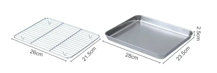 Stainless Steel Baking Pan Tray with Wire Rack Cake Baking BBQ Pan Tray Plate Oven Brownie Rack Cooking Roasting Grilling Tool