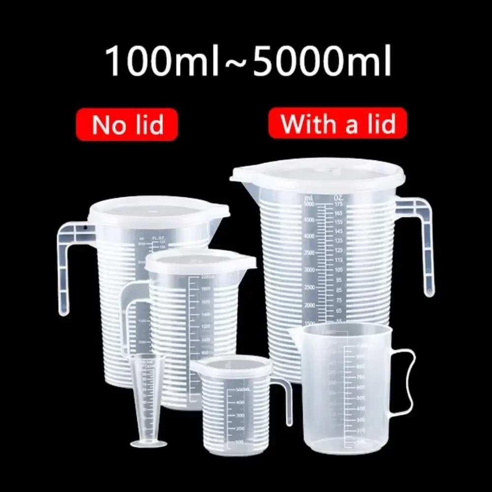 100-5000ml Kitchen Food Grade Measuring Cup Lidless with Lid Scale PC High Temperature Resistant Milk Tea Shop Plastic Beaker