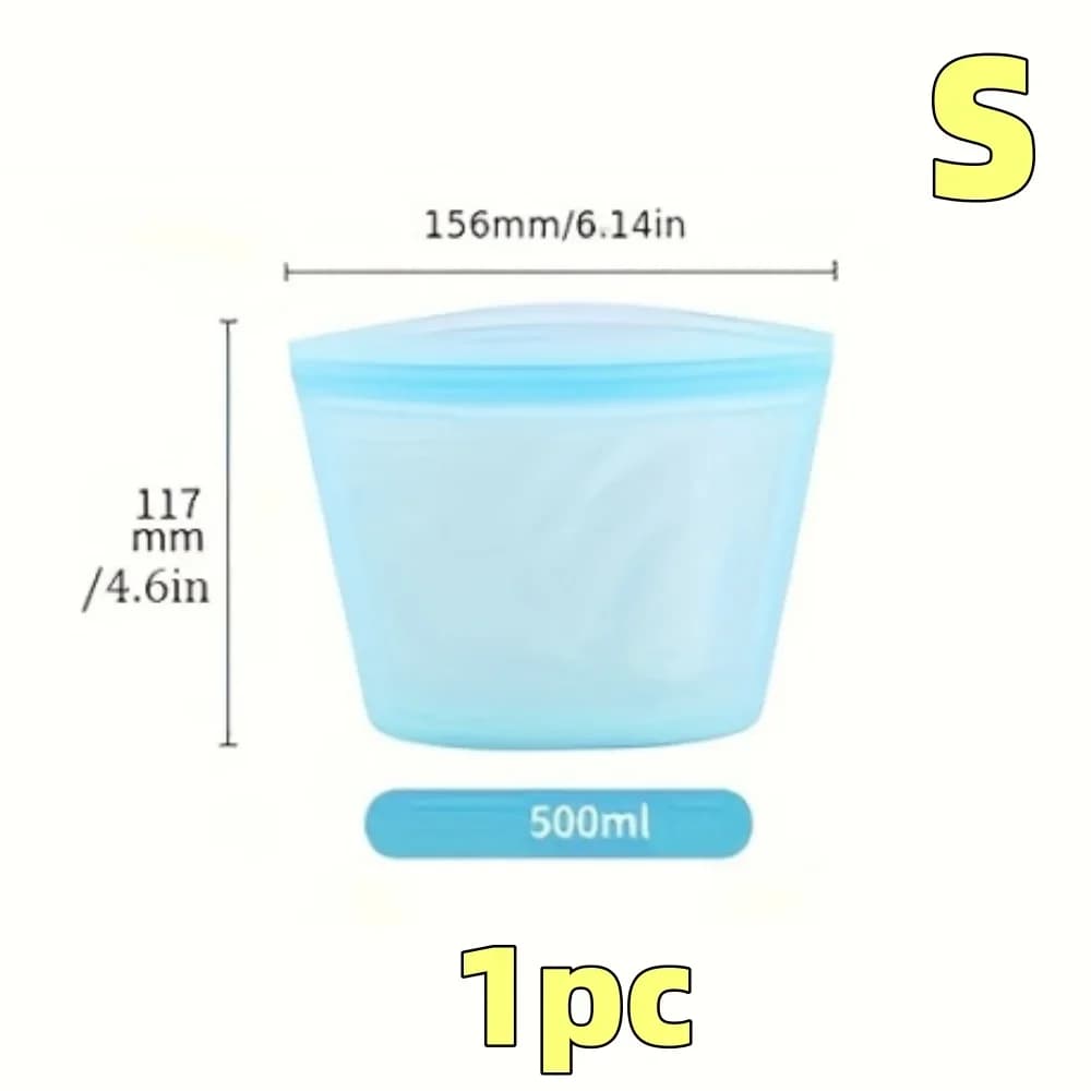 1/3pcs Silicone Food Containers Reusable Storage Bags Leakproof Ziplock Bag Set for Fridge Freezer Fresh-Keeping Kitchen Organiz