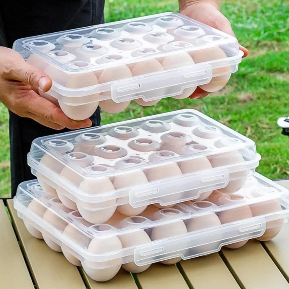 Egg Holder Plastic Egg Storage Box Egg Organizer for Fridge Portable Egg Tray with Lid for Refrigerator Camping Hiking Outdoor
