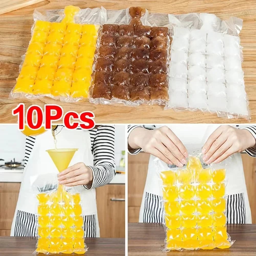 10-100pcs/pack Disposable Ice Bag Lattice Ice Cube Mold Bar Self-sealing Ice Tray Bag Ice Cube Bag Box Edible Frozen Ice Cube