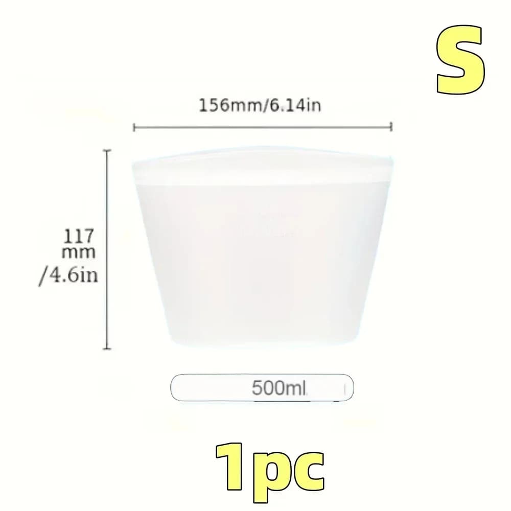 1/3pcs Silicone Food Containers Reusable Storage Bags Leakproof Ziplock Bag Set for Fridge Freezer Fresh-Keeping Kitchen Organiz