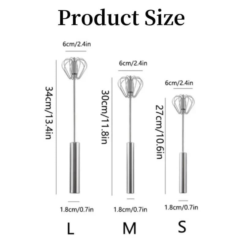 Stainless Steel Egg Beater Durable Semi-Automatic Mixer for Effortless Egg Cream Mixing Stirring and Beating for Kitchen Baking