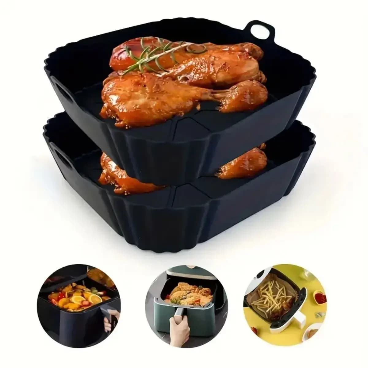 Reusable Air Fryer Silicone Pot Non Stick Baking Liner Heat Resistant Kitchen Cooking Mat Household Food Grade Bakeware Supplies