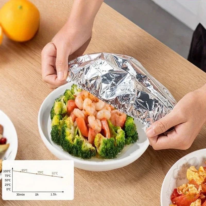 10/100pcs Aluminum Foil Cover Heat-Resistant Insulation Lid for Bowls Plates Keep Food Warm Fresh Kitchen Food Grade Cling Wrap