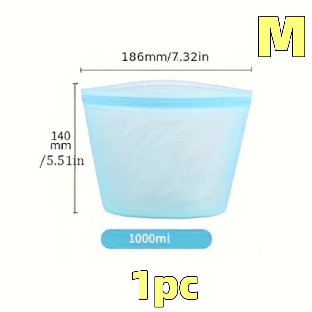1/3pcs Silicone Food Containers Reusable Storage Bags Leakproof Ziplock Bag Set for Fridge Freezer Fresh-Keeping Kitchen Organiz