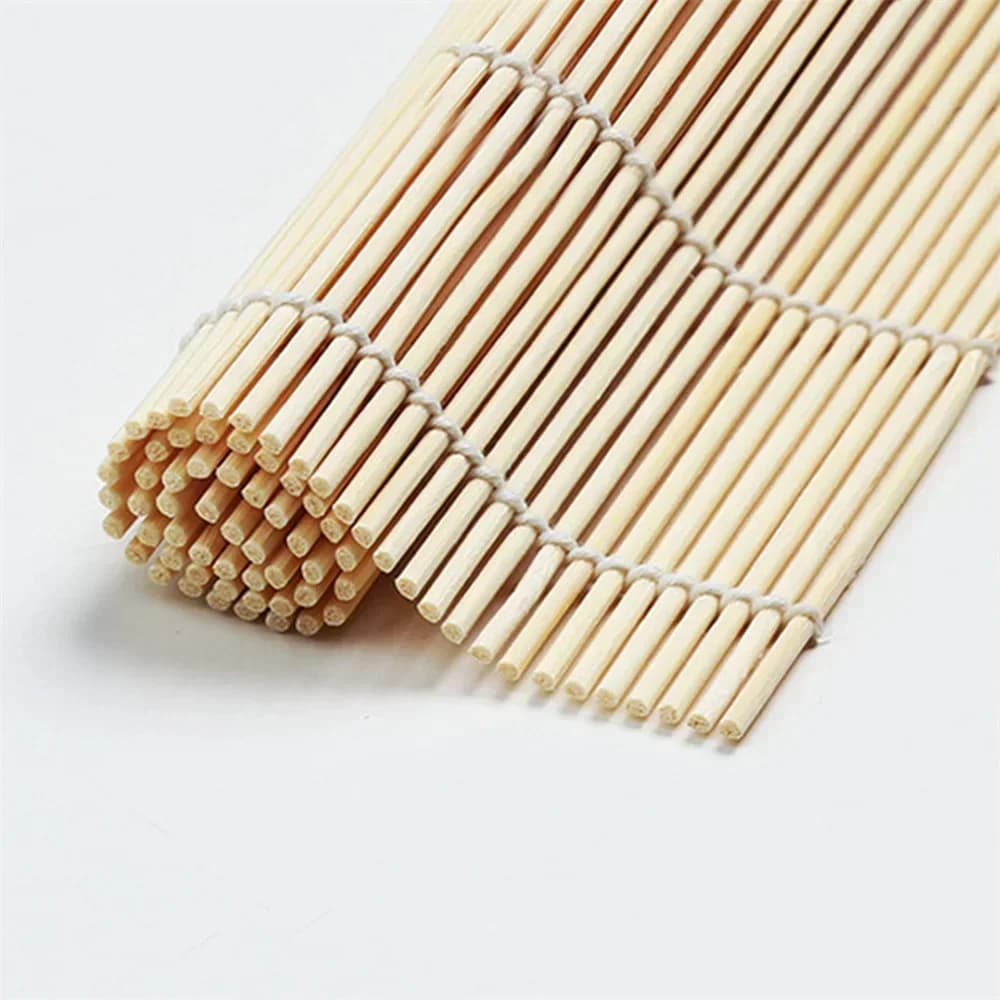 Exquisite Bamboo Sushi Mat with White Finish Seaweed Rice Roll Curling Non Stick Japanese Style Kitchen Essential Sushi Making