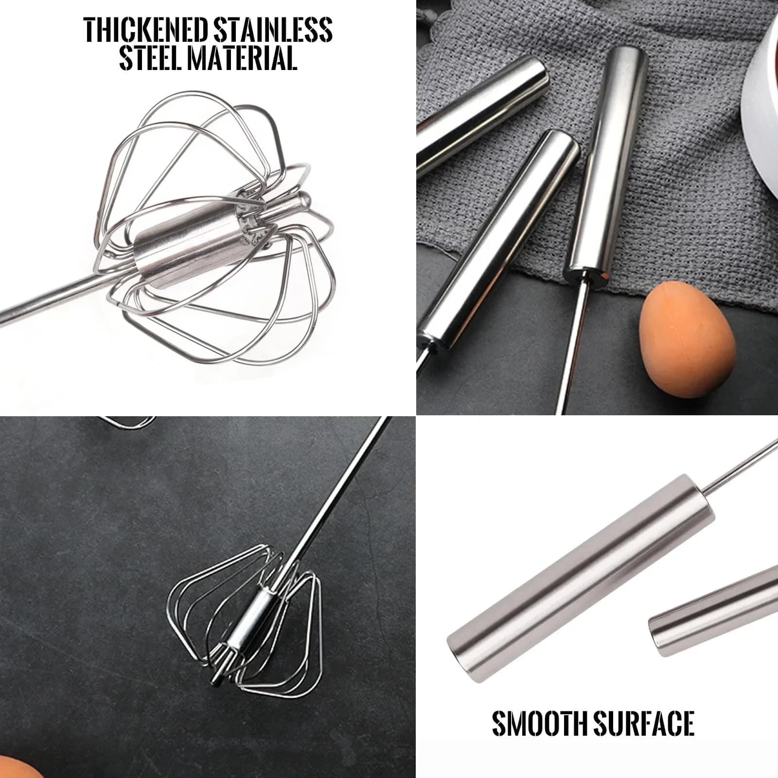 Stainless Steel Egg Beater Durable Semi-Automatic Mixer for Effortless Egg Cream Mixing Stirring and Beating for Kitchen Baking
