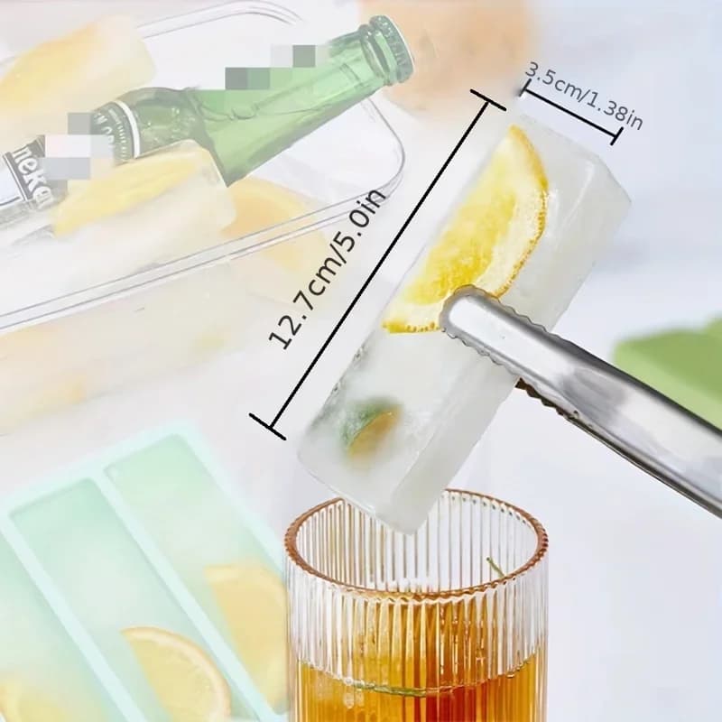 1/4pcs Large Rectangular Ice Cube Mold Set with Lid Stackable Freezer Trays for Bottles Beverages Long Cubes Mould Kitchen Items