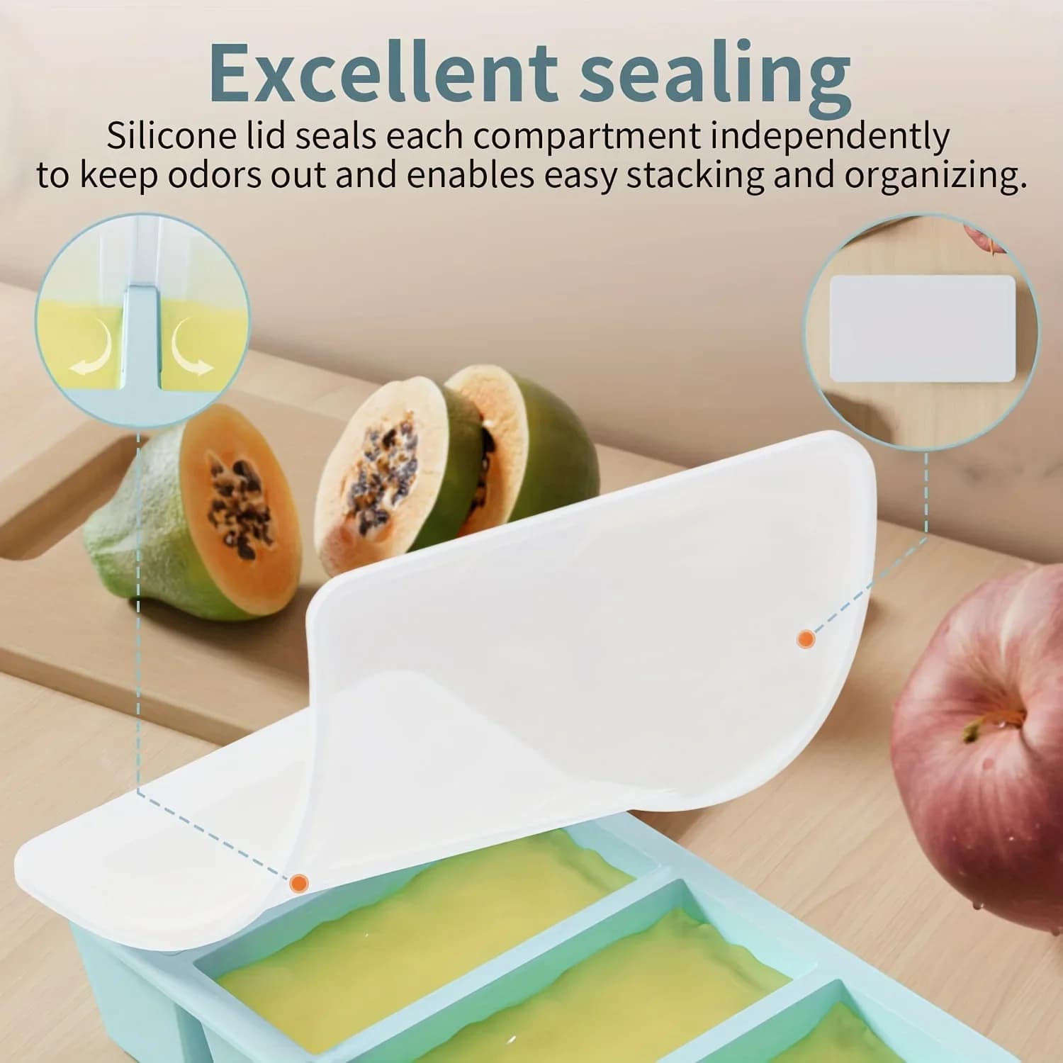1/4pcs Large Rectangular Ice Cube Mold Set with Lid Stackable Freezer Trays for Bottles Beverages Long Cubes Mould Kitchen Items