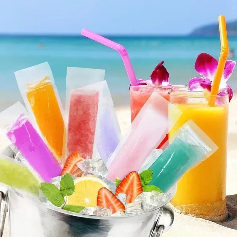 50/100/200pcs Disposable Transparent Popsicle Bag Juice Yogurt Chocolate Ice Bag Transparent Popsicle Mold Kitchen Accessories